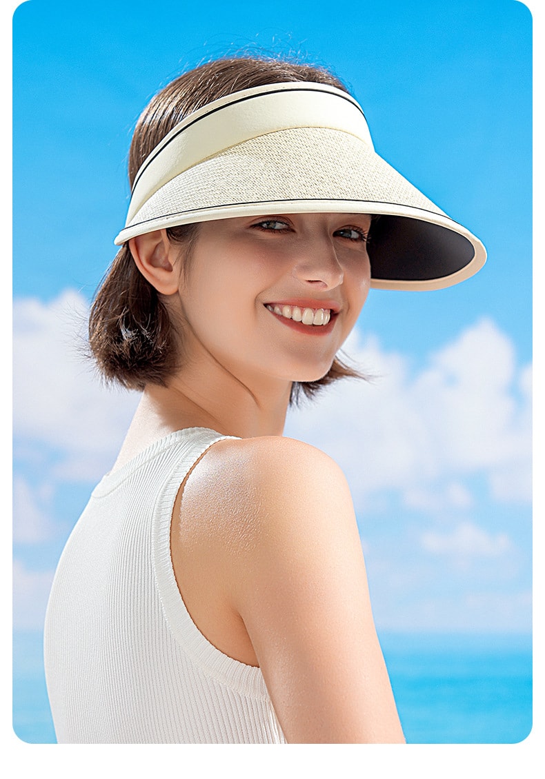 【赠品】GoloveJoy 女士拉菲草帽 卡其色一顶 夏季户外遮阳 大帽檐防晒 轻薄透气