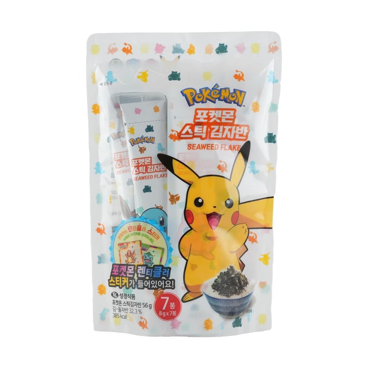Pokemon Stick Seaweed Flake 56g + 1 Lenticular Chip Sticker (Random) Korean Snack