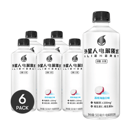 Lychee Sea Salt Alienergy Electrolyte Water,0 Sugar And Low Calorie,500ml*6【Value Packs】