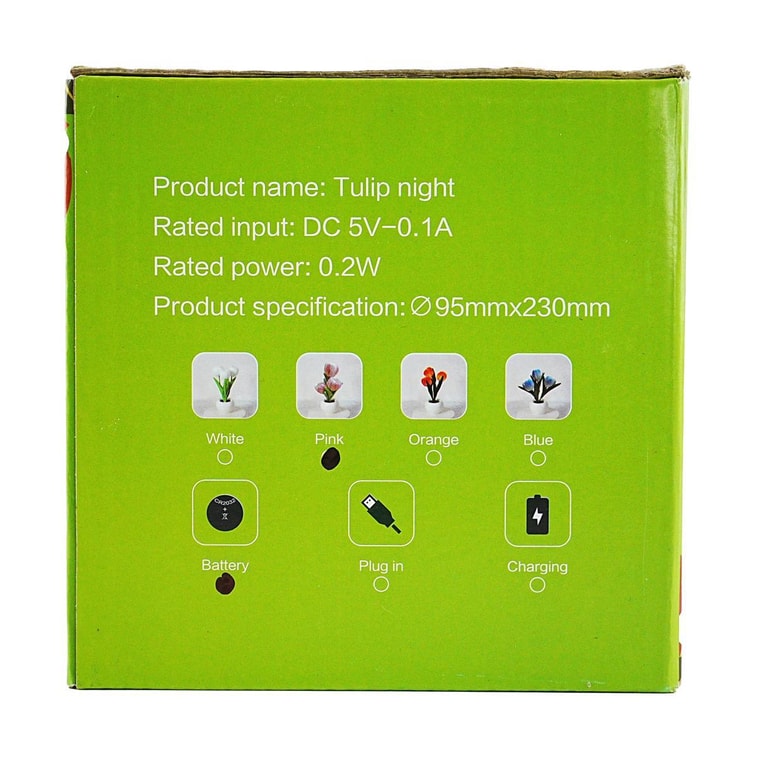 鬱金香小夜燈LED 輕奢氛圍精美擺件 陶瓷花盆 電池款 粉 7