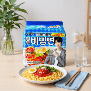 Bibimmen Ramen - Brothless Cold Spicy Korean Instant Noodles, 5 Packs, 22.92oz【JK & RM's Pick】