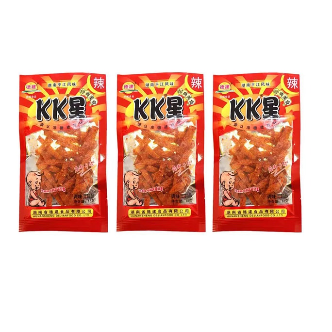 德建KK星超辣辣條90後兒時休閒懷舊食品 18g*3包