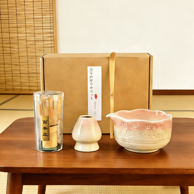 KANGLEPIN カン・レ・ピン 桜のグラデーションピンク抹茶茶碗セット（4