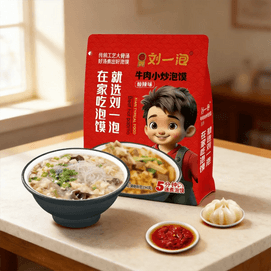 刘一泡 全新系列牛肉风味小炒泡馍 酸辣味 465g【陕西西安特产】【半成品速食】【还原堂食风味】