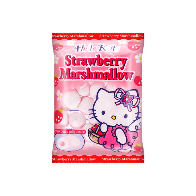 Hello Kitty Strawberry Marshmallows - Japanese Candy Filled with Strawberry Jelly  3.17oz