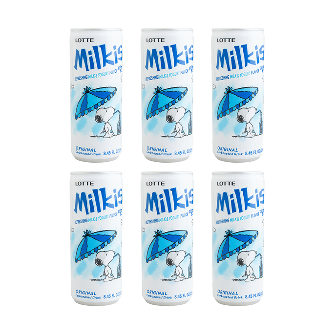 【Value Pack】Milkis Soda - Carbonated Yogurt-Flavored Drink, Packaging May Vary, 8.45fl oz*6