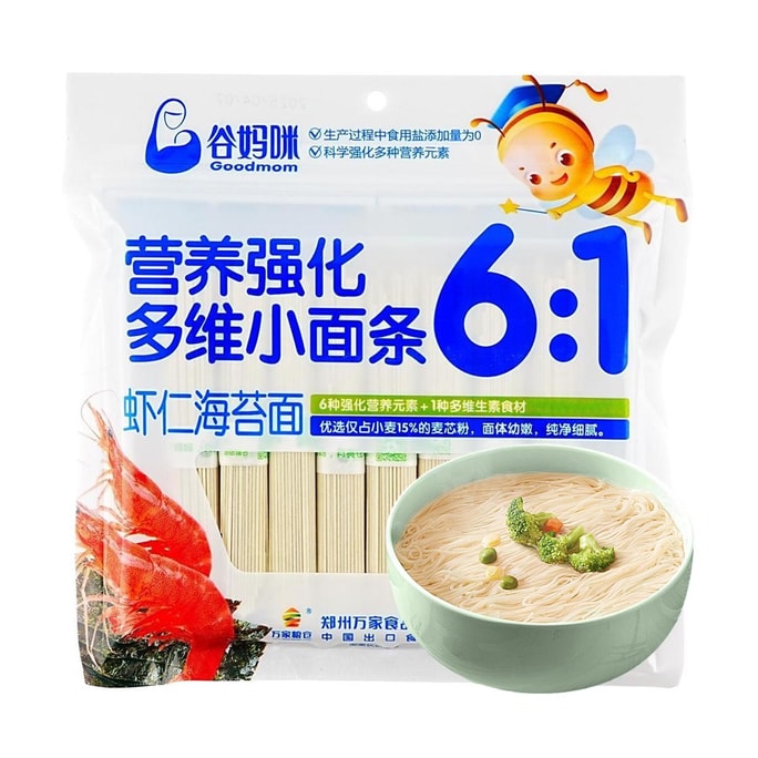 谷妈咪 宝宝辅食幼儿面条 营养强化6:1虾仁海苔 218g