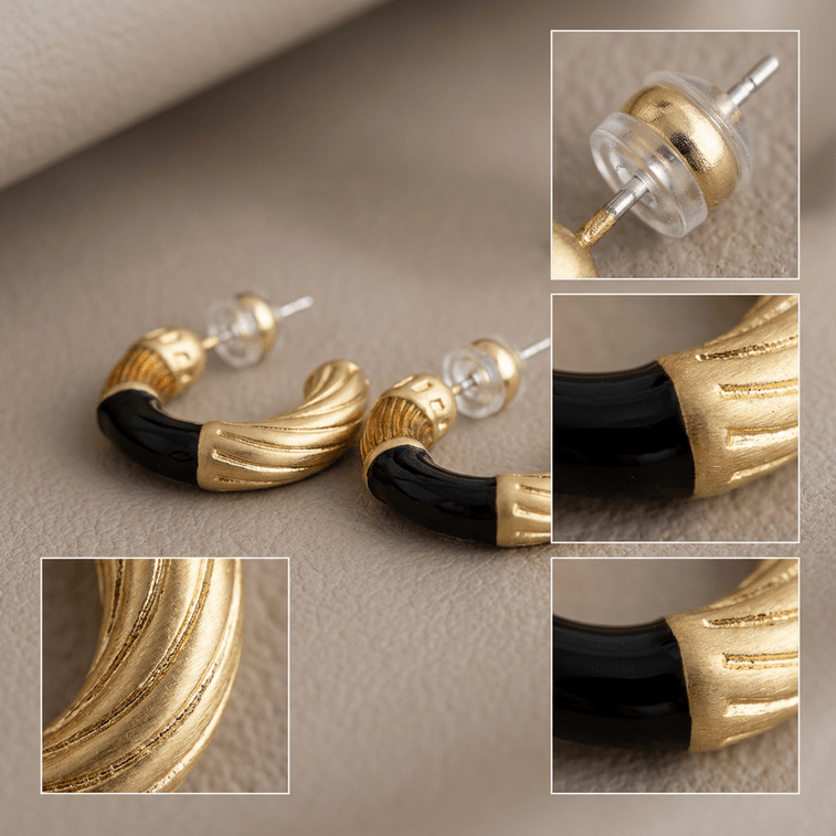 Fancy Jasmine 美拉德黑红珐琅复古耳钉 秋冬必备 点亮穿搭 日常通勤 每一眼都是高级感  【附赠Facny Jasmine高端抽拉悬浮首饰盒】1对 4