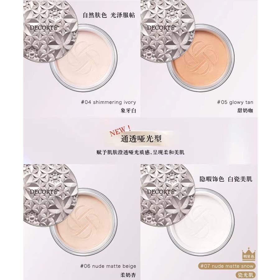 【Expédition directe du Japon】 Japon COSME DECORTE Poudre libre légère, contrôle de l'huile, finition floue, 00 Transparent 20g