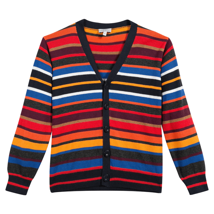 Paul Smith Junior Kids Red Orange Striped Cardigan 6Y
