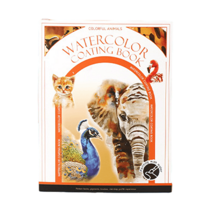 Portable Watercolor Drawing Book With Built-in Pigments DIY Stress-relieving Drawing Paper Gift - Colorful Animals 1Set