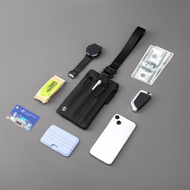 【中国直邮】 HSPM 新款rfid零钱包手机包防盗刷卡包x-pac大号旅行手包钥匙包 黑色 F 1个 3