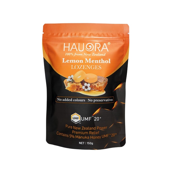 Lemon Menthol Lozenges with UMF™ 20+ (MGO 827+) Mānuka Honey Instant Cough & Throat Relief -150g 34pcs