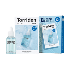 DIVE IN Low-Molecular Emergency Night Skincare Set, Hyaluronic Acid Serum, 1.69 fl.oz. + Mask, 10pcs【Value Pack】