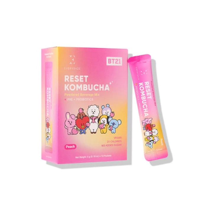 EVERYDAZE with BT21: RESET KOMBUCHA- Peach 5 g x 10 Packets