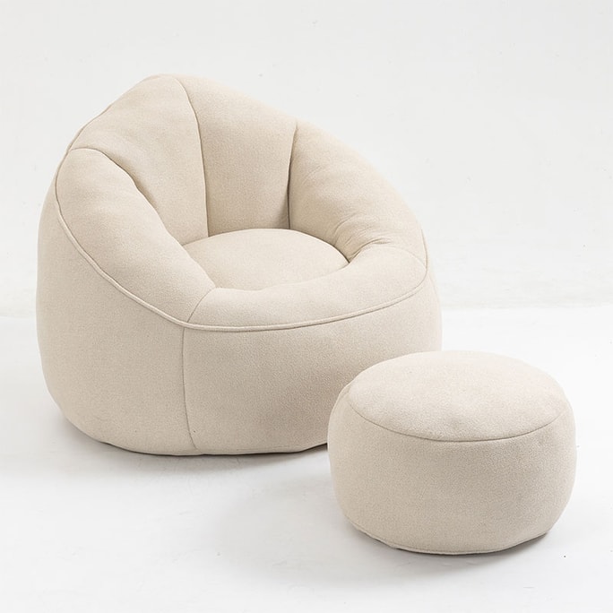 [US Stock] LUXMOD Bean bag Sofa Chair With Foot Cloth bag Single