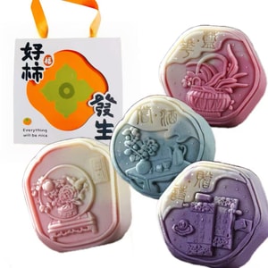 姚记 开春大促 桃山皮渐变燕窝月饼四粒装 香沁玫瑰燕窝月饼 莓果芝士软心月饼 青柠柚子软心月饼 幽兰拿铁软心月饼 300g