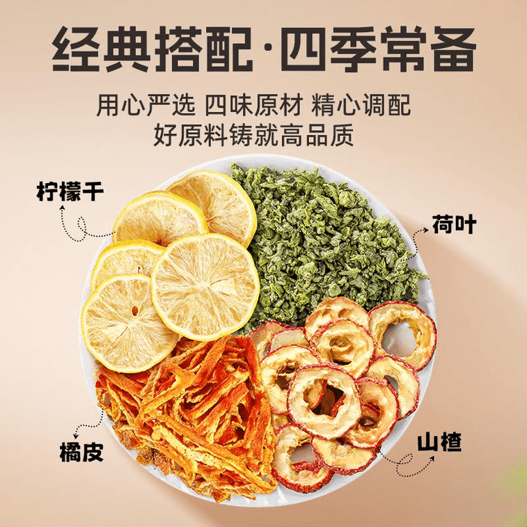 【中国直邮】 颂潮 柠檬山楂荷叶茶排毒养颜茶125g*1袋