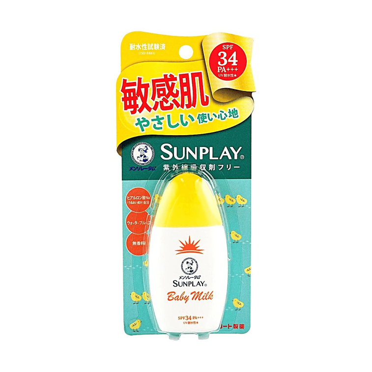 日本ROHTO乐敦 曼秀雷敦SUNPLAY温和防晒乳 SPF34 PA+++ 30g敏感肌适用 温和低刺激 防汗防水 面部身体两用 日常通勤户外防晒 5