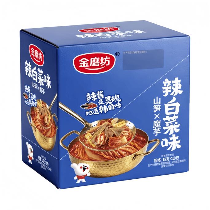골든밀 매운김치맛 산죽순 곤약 바삭한 매운 채식 곱창 스낵 18g*10개입
