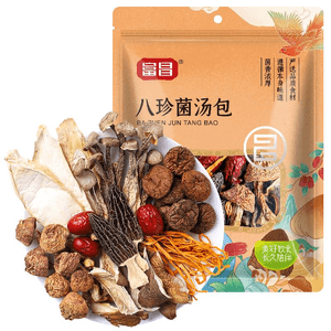 【中國直郵】富昌 八珍菌湯包蛹蟲草鹿茸菇鮑魚菇香菇杏鮑菇姬松茸菌類 70g*1袋