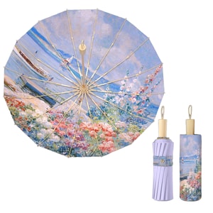 New Oil Painting With Chinese Style 16 Bone Color Rubber Sunshade Dual-Use Umbrella Seaside 1 Pack