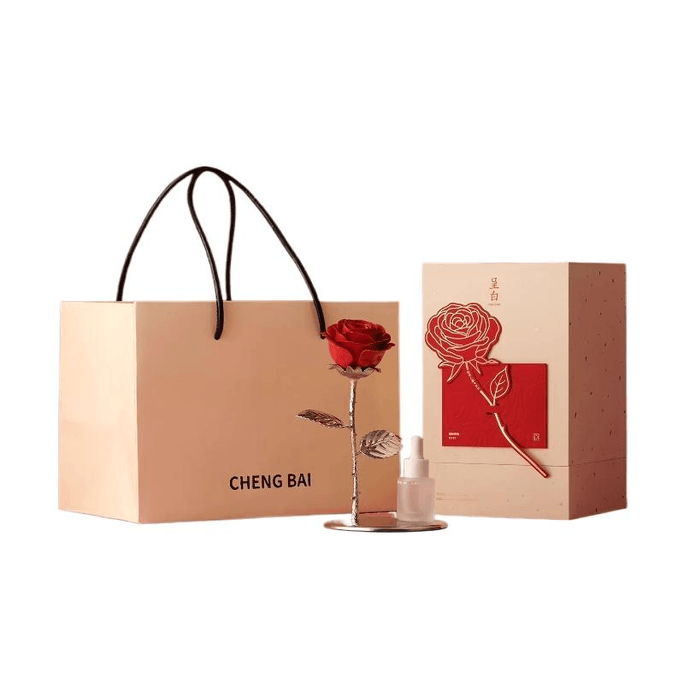 [중국 직배송] 장미 무늬가 있는 백자 꽃 아로마테라피 선물 상자, 무형문화유산 스타일, 20ml (성대한 축하를 위해)