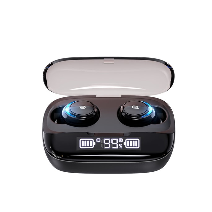 5.0 Bluetooth sports waterproof bluetooth headset with charging compartment LED power display
