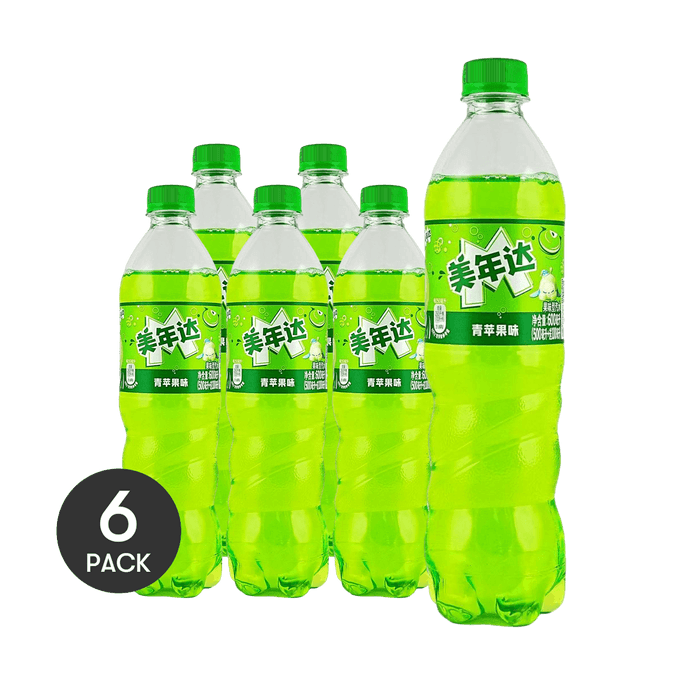 大陆版美年达 青苹果味汽水 600ml *6【6份超值装】
