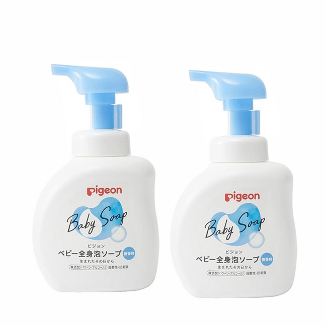 Pigeon Baby Body Wash Shower and Shampoo 2 in 1 Foaming Soap No Fragrance 0 Months+ 16.9 Fl. Oz  (Pack of 2)