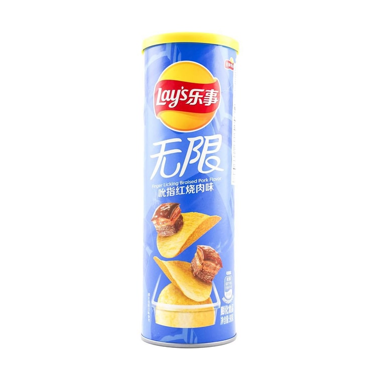 大陆版LAY'S乐事 无限薯片 吮指红烧肉味 桶装 90g 8