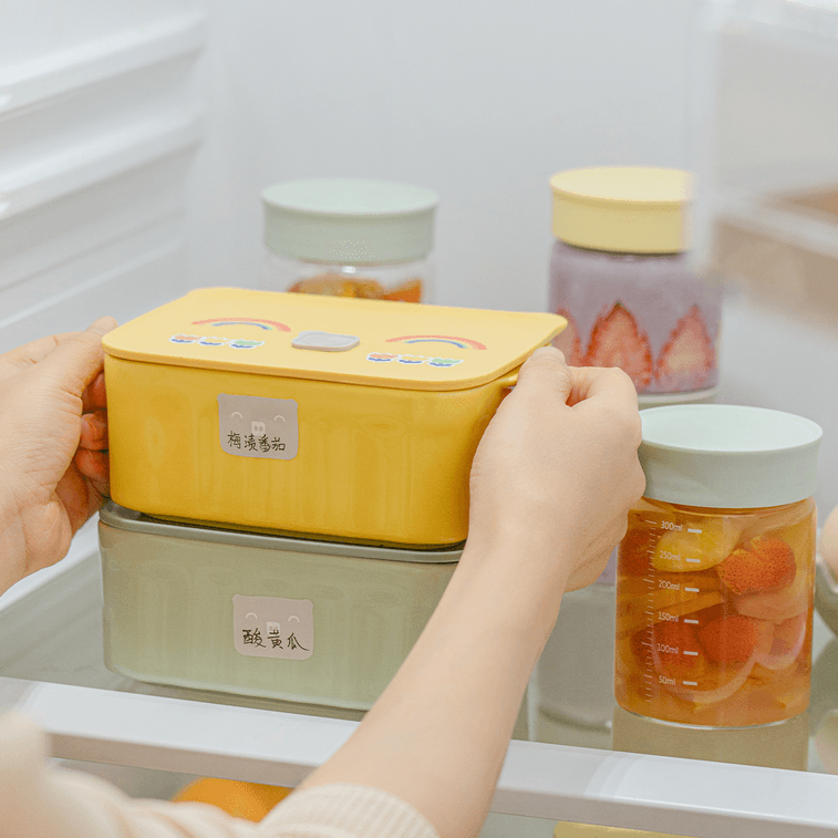 Lunch Box Multifunctional Ceramic Food Box with Lid Yellow 7