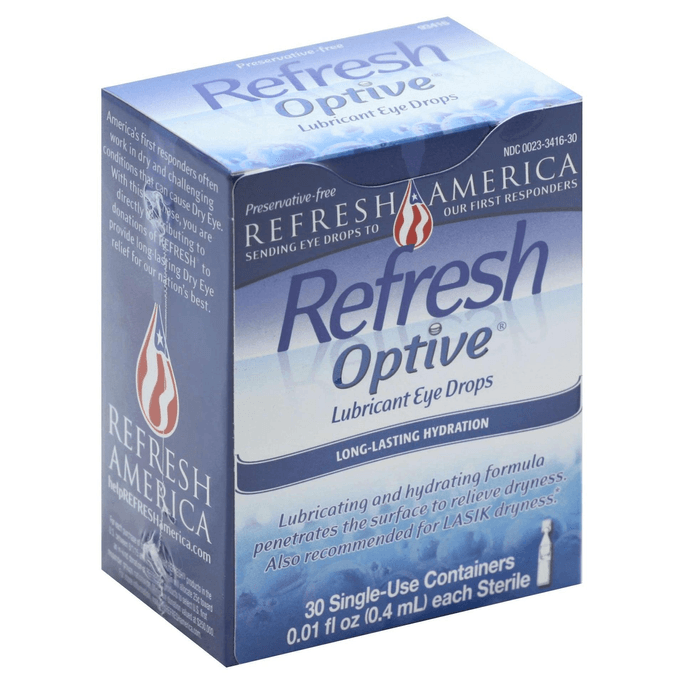 Optive Sensitive Preservative Free Lubricant Eye Drops 0.4mL 30 Count