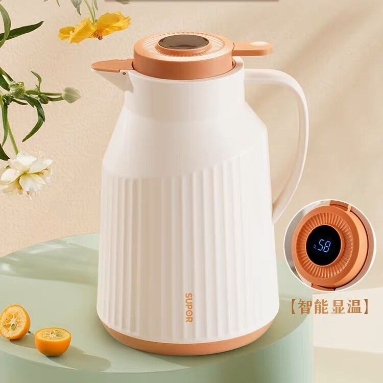 Thermos Home Wedding Large Capacity Insulated Kettle 316L Stainless Steel  1.5L Oatmeal White 