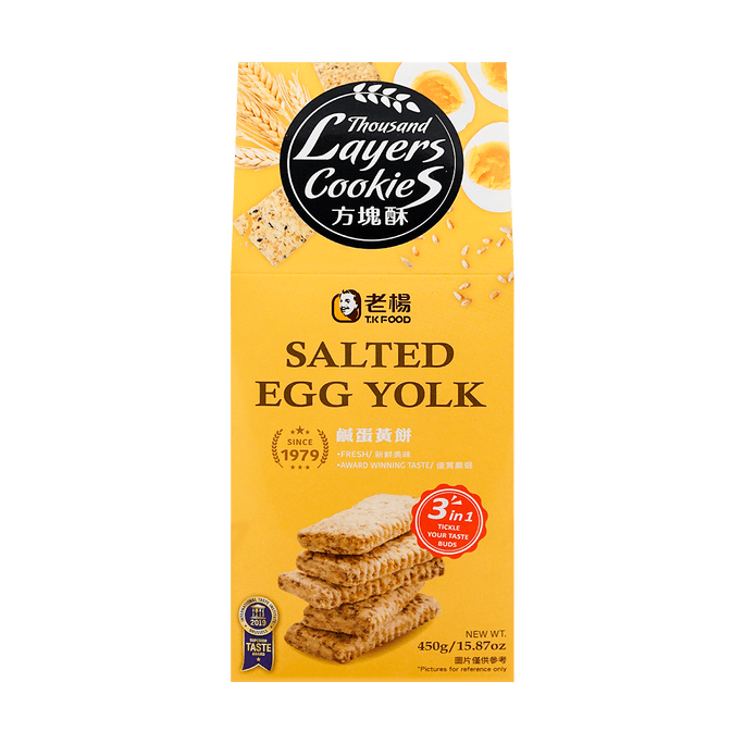 3 in 1 Thousand Layers Cookies Salted Egg Yolk Salted Sesame Salted Peanut  450g