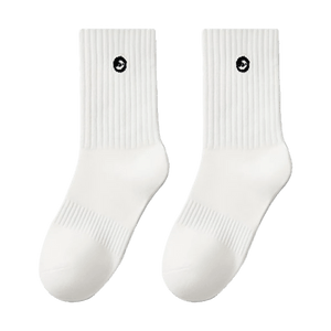 White Ribbed Crew Socks 1pc Soft Skin-Friendly Cotton Socks