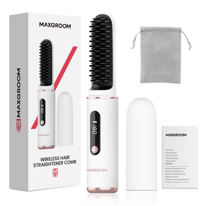 Wireless Negative Ion Hair Straightener Lipstick Style Portable With 30 Million Negative Ions White M-168 4500 mAh 1pc
