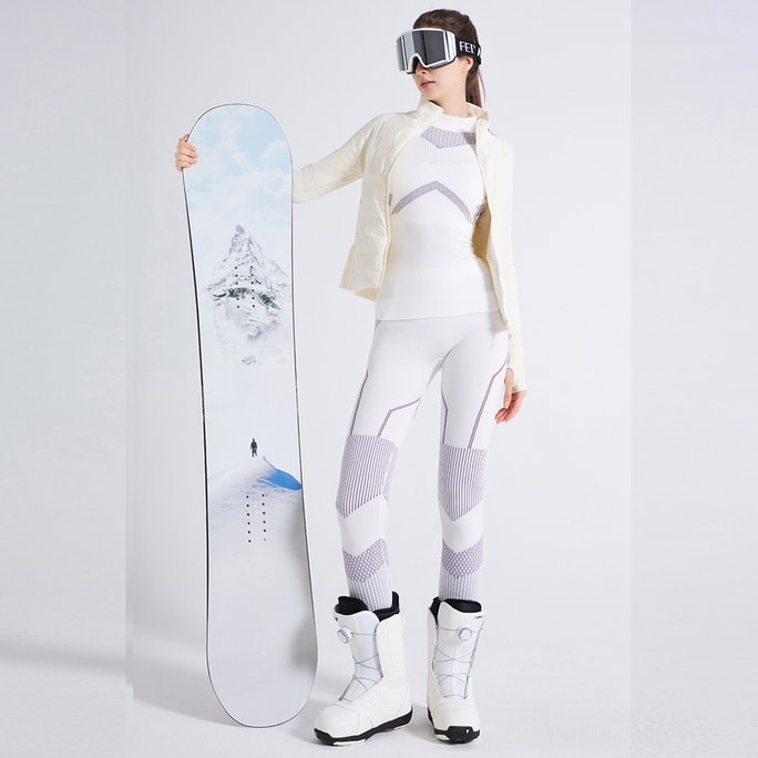 【中國直郵】 HSPM 新款滑雪速乾衣保暖排汗透氣緊身運動套裝 白紫 S