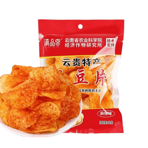 Yungui Spicy & Numbing Potato Chips 200g (4×50g) – Sliced, Non-Puffed Snack with Agricultural Academy Support, Perfect for Office or Binge-Watching