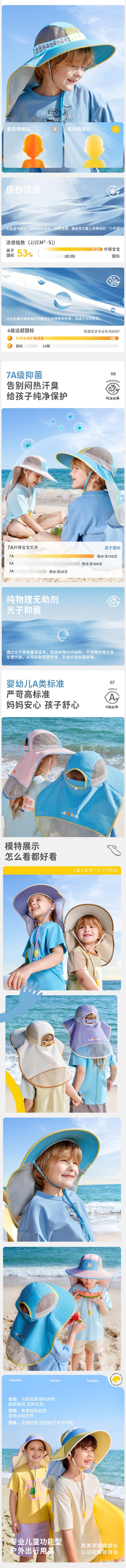 【中國直郵】 HSPM 兒童防曬帽防紫外線大帽簷遮陽太陽帽 粉櫻漫野L 1頂