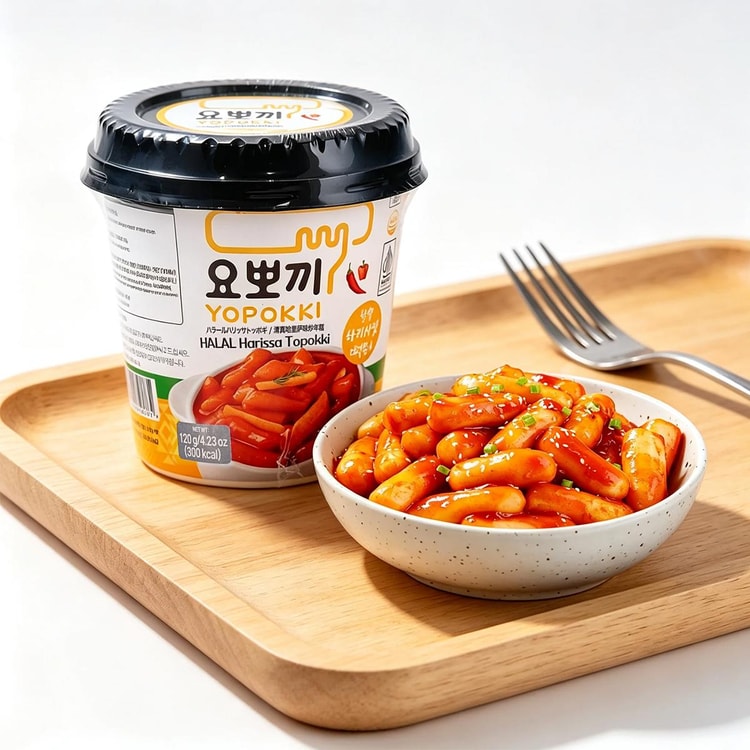YOPOKKI Instant Halal Harissa Tteokbokki Cup- Korean Instant Rice