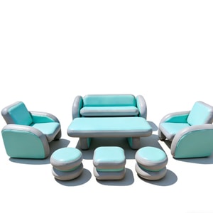 【中国からの直送】RHFJAKA 7点セット アウトドア用インフレータブルソファセット、インフレータブルキャンプソファ、インフレータブル起毛シート、折りたたみ簡単、高圧エアポンプ付き