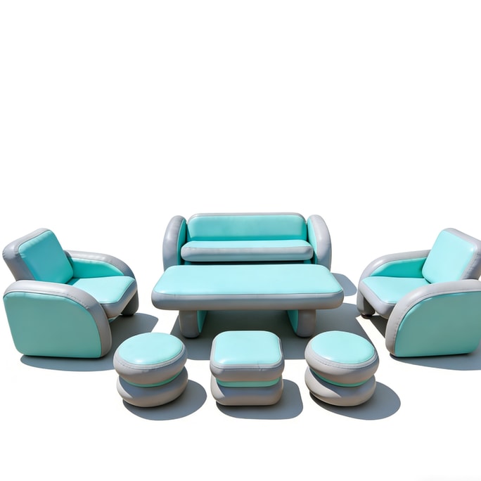 【中國直郵】 RHFJAKA 7件組戶外充氣沙發套裝 充氣露營沙發 充氣拉絲座椅易折疊配套高壓打氣泵