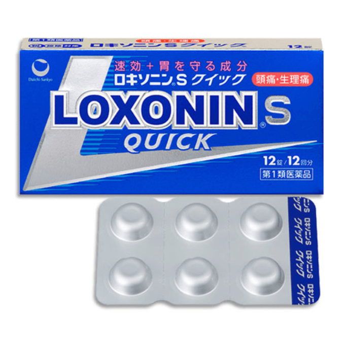 Daiichi Sankyo LOXONIN.S Relieves Physiological Pain Headache Painkiller Blue Box Quick-Acting 12 Tablets