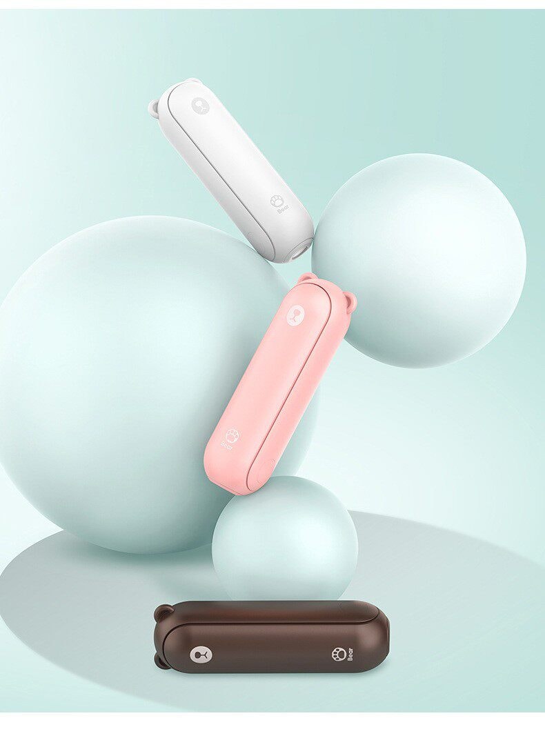 幾素 手持風扇小熊F8X便攜式隨身可折疊學生上課靜音usb充電大風力 小熊綠1個裝