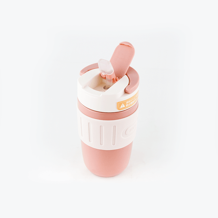 스테인레스 스틸 진공 단열 텀블러 여행용 커피 머그컵 밀짚 뚜껑 포함 핑크 400ml 3