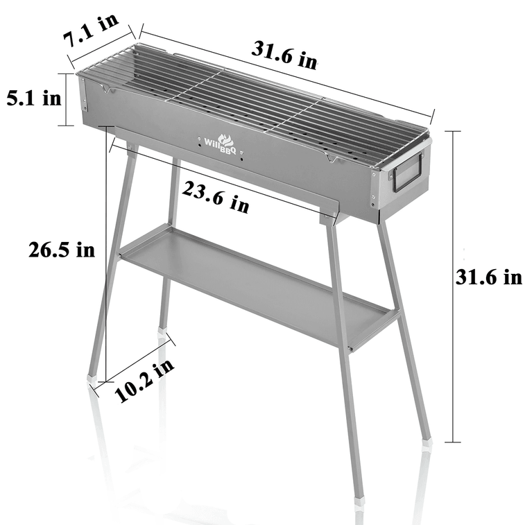 Commercial Quality Portable Charcoal Grill Lamb Skewer Folded Camping Barbecue Grill (80x26x18 cm) 4