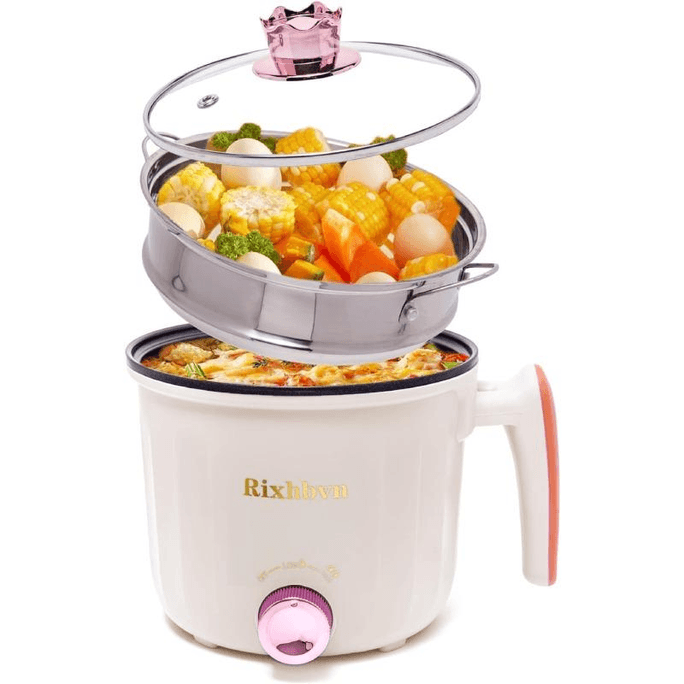1.8L Hot Pot Electric with Steamer, Rapid Noodles Cooker,Non-Stick Electric Pot