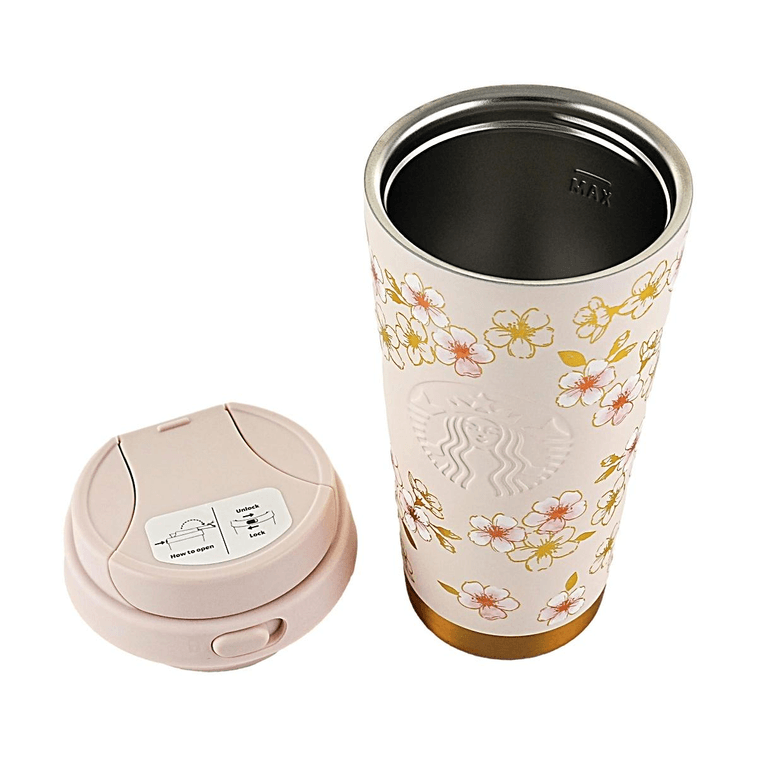 SAKURA2026 ステンレス製テイクアウトボトル、ピンクベージュ＆ゴールド 473ml 8