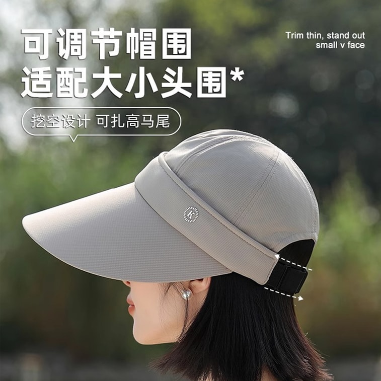 HSPM 防晒帽女夏季户外骑车大帽檐遮脸太阳帽子冰丝透气可拆卸空顶帽子高尔夫球帽 米色一个 5